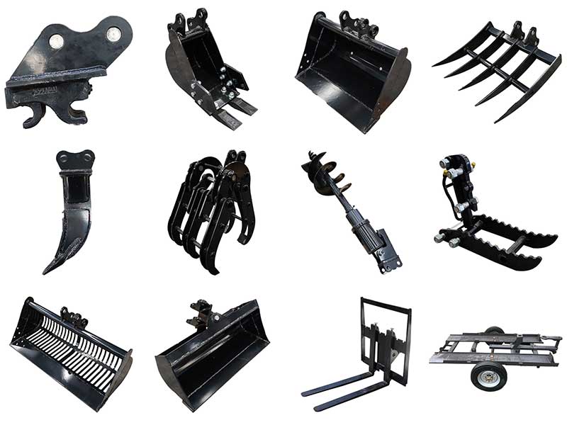 La transformación de accesorios de excavador compactos: la maquinaria CNMC convierte 1 máquina en un equipo de construcción completo.