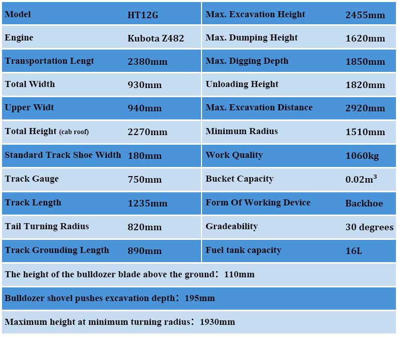 ht12g mini excavador 