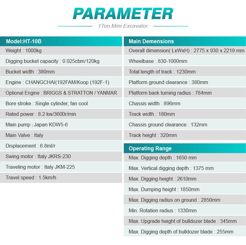 Miniexcavadora HT-10B 1T 